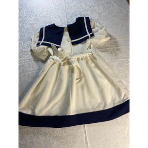 Dress Youth M (10/12) White Polyester Blue Sailor Collar 4 Button Closure Sash